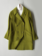 2015新款欧美中长款手工双面羊毛大衣女双排扣翻领羊毛呢外套